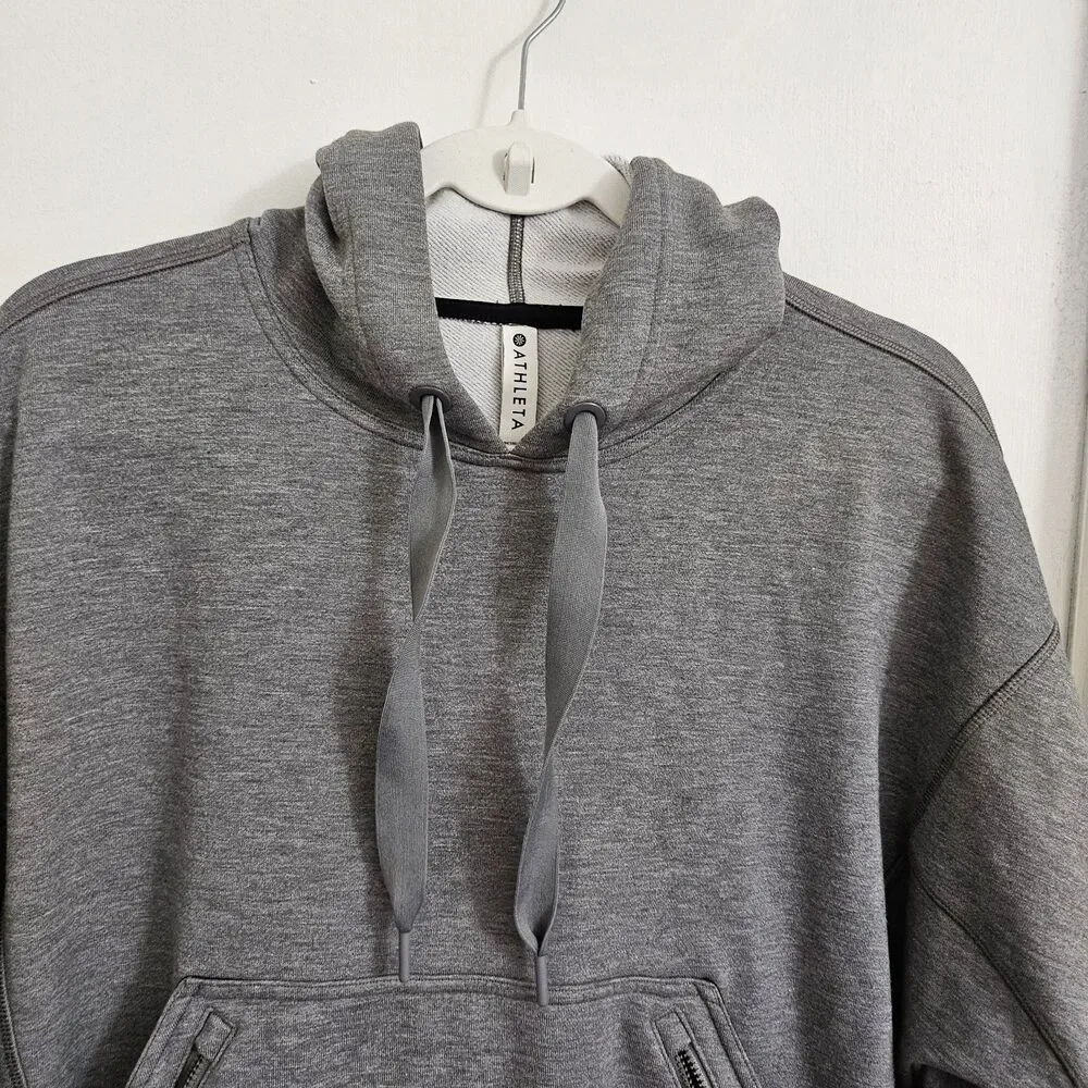 Athleta Sweater Womens Medium Gray Recover Hoodie Pullover Drawstring 599655 - Picture 5 of 10